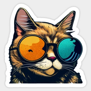 Colourful glasses kitty Sticker